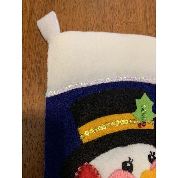 Hobby Kraft Storybook 18" Felt Christmas Stocking Handcrafted Skating Snowman - Picture 6 of 8